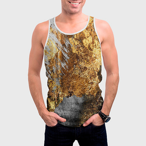 Мужская майка без рукавов Текстура золота и бетона / 3D-Белый – фото 3