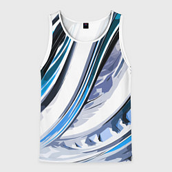 Майка-безрукавка мужская Волнистая бело-синяя абстракция, цвет: 3D-белый