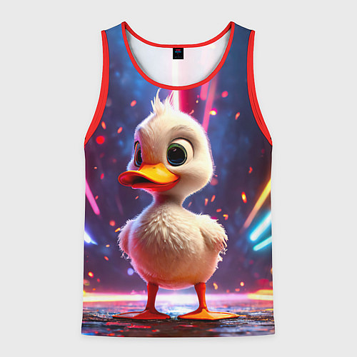 Мужская майка без рукавов Уточка в неоне / 3D-Красный – фото 1
