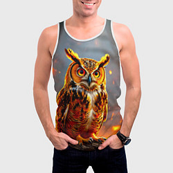 Майка-безрукавка мужская Филин в огне, цвет: 3D-белый — фото 2