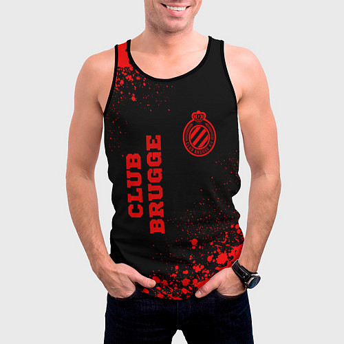 Мужская майка без рукавов Club Brugge - red gradient вертикально / 3D-Черный – фото 3