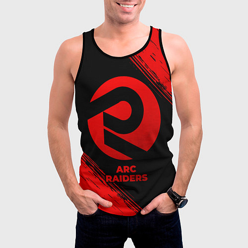 Мужская майка без рукавов ARC Raiders - red gradient / 3D-Черный – фото 3