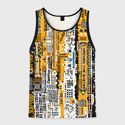 Майка-безрукавка мужская Cyberpunk pattern yellow, цвет: 3D-черный