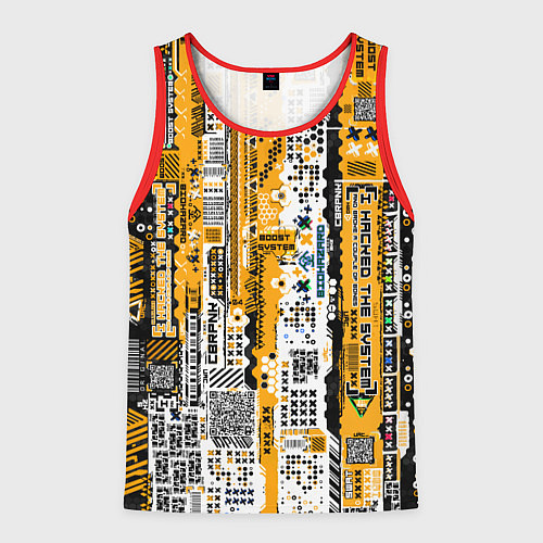 Мужская майка без рукавов Cyberpunk pattern yellow / 3D-Красный – фото 1