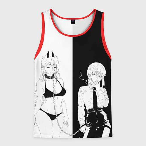 Мужская майка без рукавов Пауэр и мисс Макима -Человек бензопила / 3D-Красный – фото 1