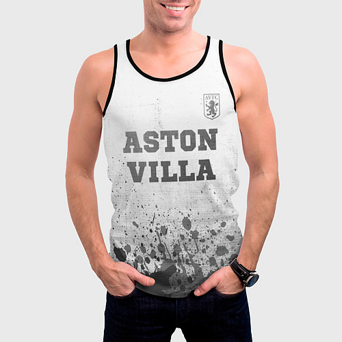 Мужская майка без рукавов Aston Villa - white gradient посередине / 3D-Черный – фото 3
