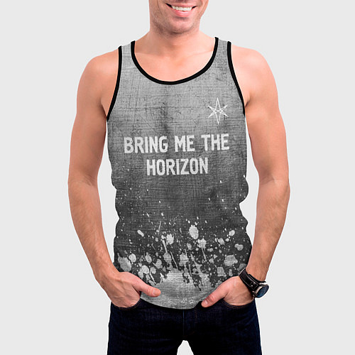 Мужская майка без рукавов Bring Me the Horizon - grey gradient посередине / 3D-Черный – фото 3