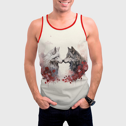 Мужская майка без рукавов Wolfs love / 3D-Красный – фото 3