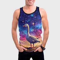 Майка-безрукавка мужская Гусь и космос, цвет: 3D-черный — фото 2