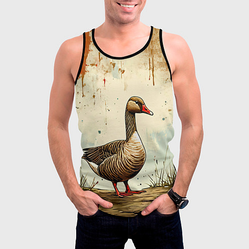 Мужская майка без рукавов Гусь / 3D-Черный – фото 3