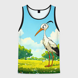 Майка-безрукавка мужская Аист в лесу, цвет: 3D-черный