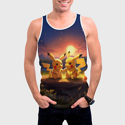 Майка-безрукавка мужская Пикачу - день святого Валентина, цвет: 3D-белый — фото 2