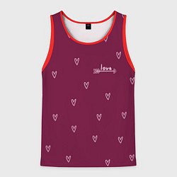 Майка-безрукавка мужская Сердца ко дню Святого Валентина, цвет: 3D-красный