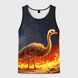 Майка-безрукавка мужская Страус эму в огне, цвет: 3D-черный