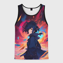 Майка-безрукавка мужская Аниме девушка и ветер, цвет: 3D-черный
