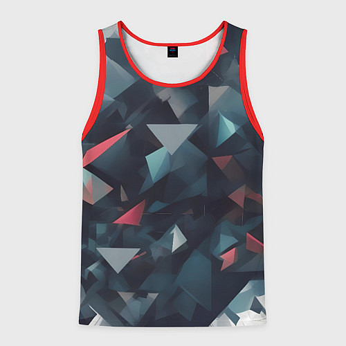 Мужская майка без рукавов Абстрактный взрыв и осколки / 3D-Красный – фото 1