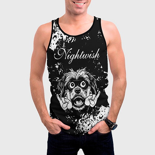 Мужская майка без рукавов Nightwish рок пес / 3D-Черный – фото 3