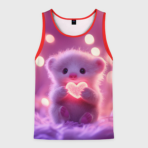 Мужская майка без рукавов Милый грызун с сердечком / 3D-Красный – фото 1
