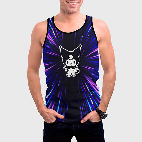 Мужская майка без рукавов Kuromi neon energy / 3D-Черный – фото 3