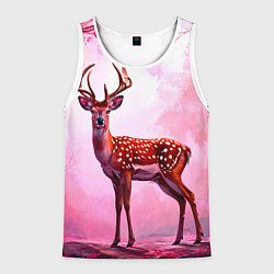 Майка-безрукавка мужская Олень в розовом свете, цвет: 3D-белый