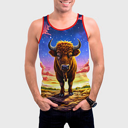 Майка-безрукавка мужская Буйвол в звездной ночи, цвет: 3D-красный — фото 2