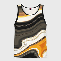 Майка-безрукавка мужская Волнистые чёрно-жёлтые полосы на белом фоне, цвет: 3D-черный