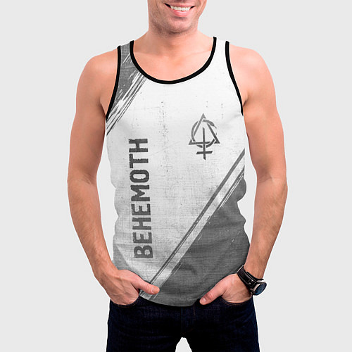 Мужская майка без рукавов Behemoth - white gradient вертикально / 3D-Черный – фото 3