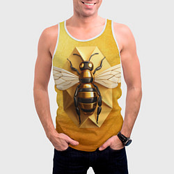Майка-безрукавка мужская Пчела на золоте, цвет: 3D-белый — фото 2