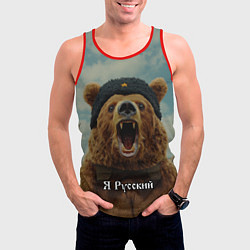 Майка-безрукавка мужская Я русский - медведь, цвет: 3D-красный — фото 2