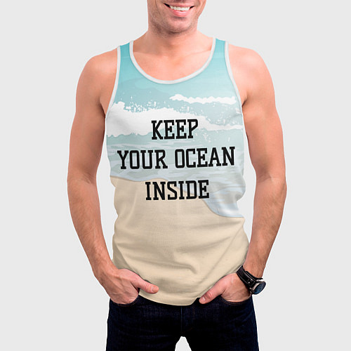 Мужская майка без рукавов Keep your ocean inside / 3D-Белый – фото 3