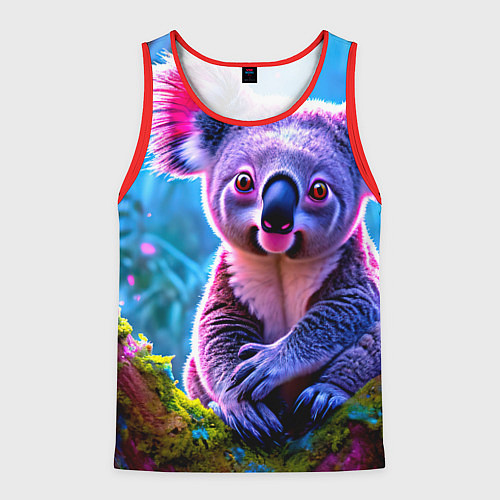 Мужская майка без рукавов Коала на дереве / 3D-Красный – фото 1