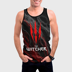 Майка-безрукавка мужская The witcher - геральт- молнии, цвет: 3D-черный — фото 2