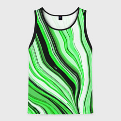 Майка-безрукавка мужская Волнистые вертикальные чёрно-зелёные полосы, цвет: 3D-черный