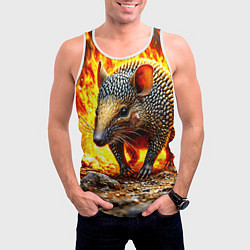 Майка-безрукавка мужская Броненосец в огне, цвет: 3D-белый — фото 2