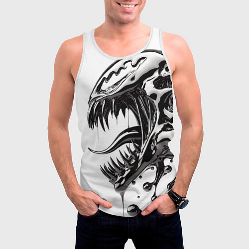 Мужская майка без рукавов Свирепая морда Венома - ядовитая слизь / 3D-Белый – фото 3