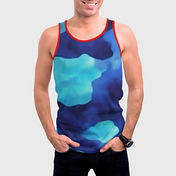 Майка-безрукавка мужская Камуфляж в синих оттенках, цвет: 3D-красный — фото 2