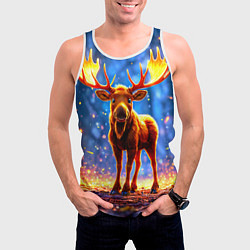 Майка-безрукавка мужская Лосенок в лесу, цвет: 3D-белый — фото 2