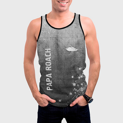 Мужская майка без рукавов Papa Roach - grey gradient вертикально / 3D-Черный – фото 3