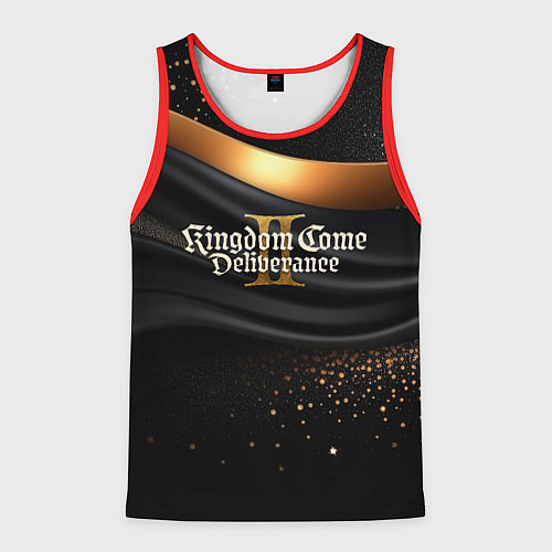 Мужская майка без рукавов Kingdom Come Deliverance 2 черная ткань с золотом / 3D-Красный – фото 1