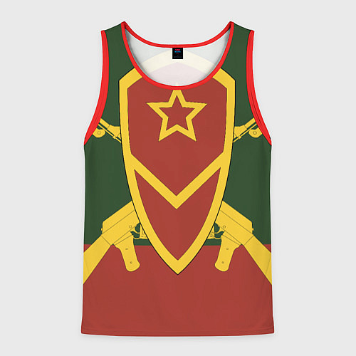 Мужская майка без рукавов Мотострелковые войска: герб со щитом / 3D-Красный – фото 1