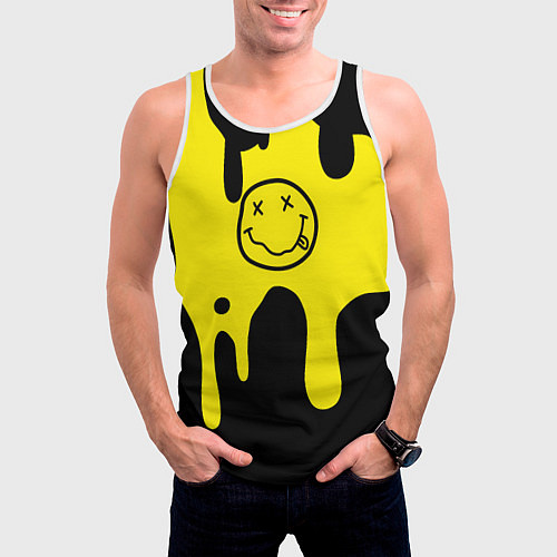 Мужская майка без рукавов Нирвана потёки краски / 3D-Белый – фото 3