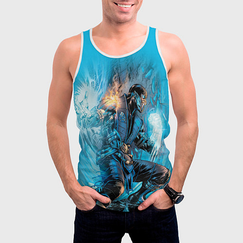 Мужская майка без рукавов Mortal Kombat - Sub-Zero / 3D-Белый – фото 3