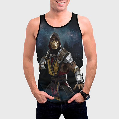 Мужская майка без рукавов Mortal Kombat - Скорпион / 3D-Черный – фото 3