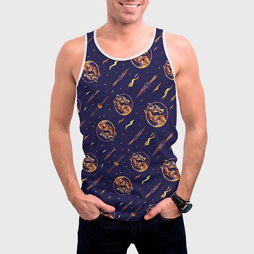 Мужская майка без рукавов Mortal Kombat logo pattern / 3D-Белый – фото 3