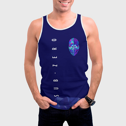 Мужская майка без рукавов Mortal Kombat - Саб-Зиро / 3D-Белый – фото 3