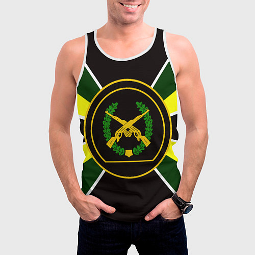 Мужская майка без рукавов Мотострелковые войска: шеврон без текста / 3D-Белый – фото 3