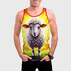 Майка-безрукавка мужская Овечка в ярких лучах, цвет: 3D-красный — фото 2