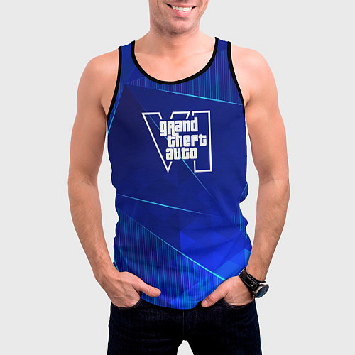 Мужская майка без рукавов GTA6 blue poly / 3D-Черный – фото 3