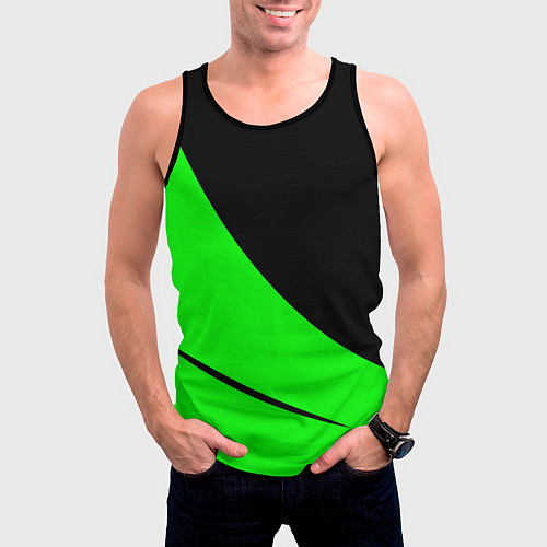 Мужская майка без рукавов Чёрный с зелёным двуцветный / 3D-Черный – фото 3