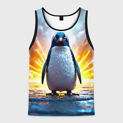 Майка-безрукавка мужская Эпичный пингвин, цвет: 3D-черный